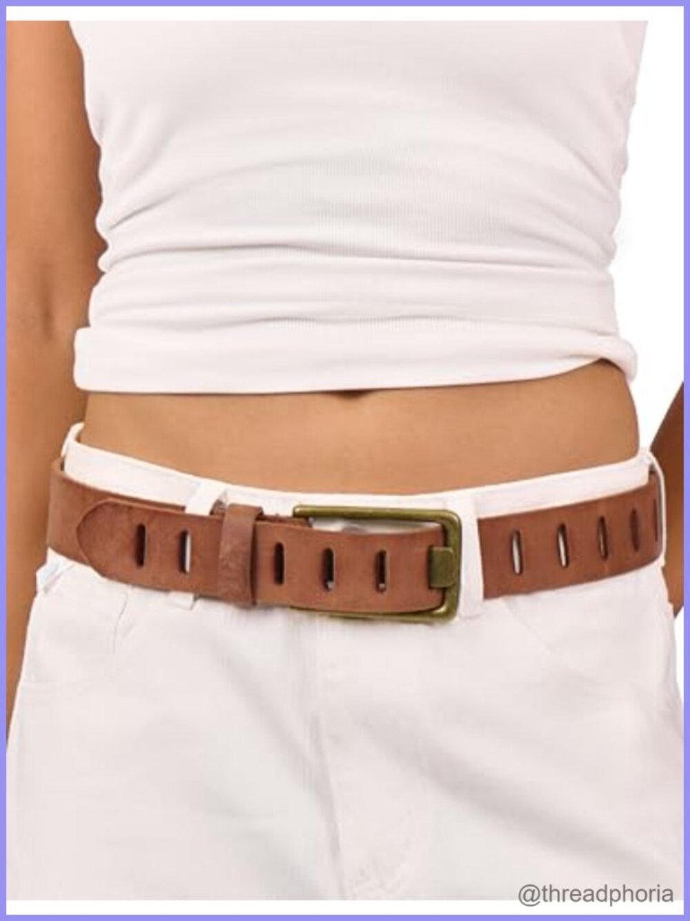 Full Grain Leather Belt Western Cowgirl 1.57" Adjustable Rectangle Buckle